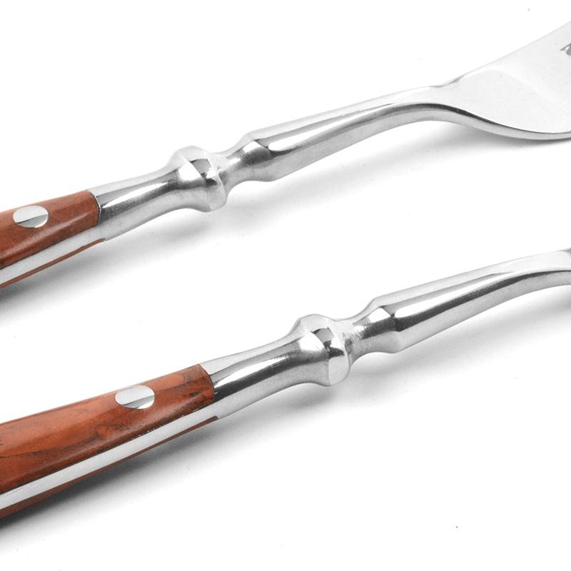 Ножи для стейка Вилка Ложка Деревянная ручка Столовые приборы в стиле Лагиоль из нержавеющей стали Столовые приборы для ужина