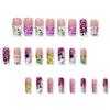24PCS Nude Fake Nails with Colorful French Tip Reusable Long Lasting Press on Nails for Professional Nail Art Salon Supply