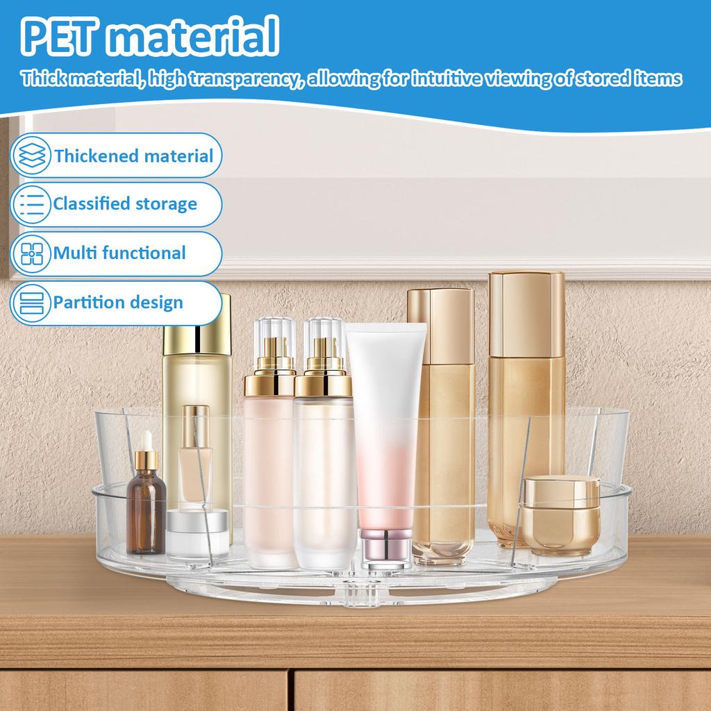 360 Rotating Seasoning Storage Rack Divided Spice Snack Food Oil Seasoning Bottle Turntable Kitchen Organizer Tray Rack