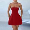 Women's Solid Color Summer Short Dress Fashionable Tubeless High Waist Dress