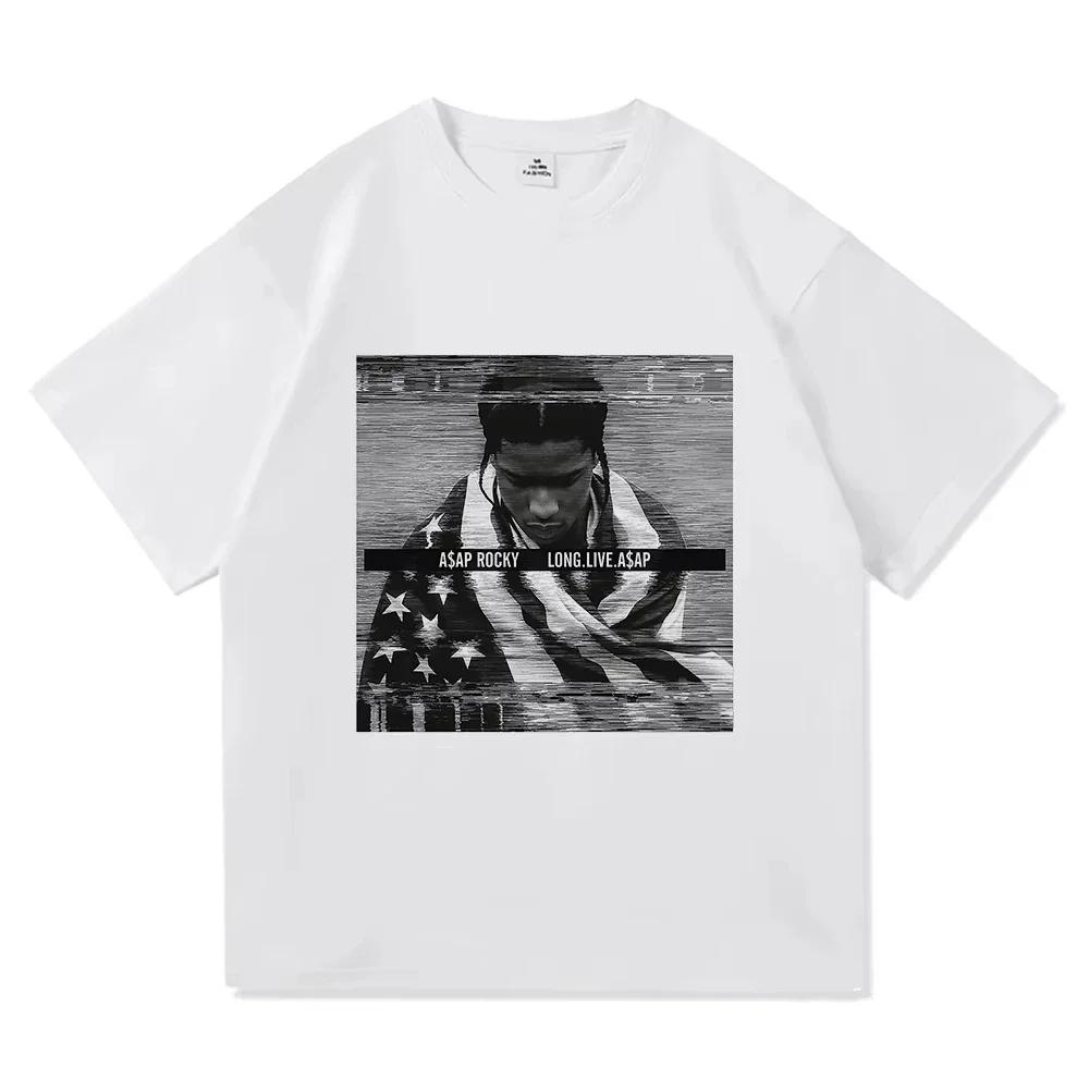 ASAP A AP ROCKY Уличный Хип-Хоп Рэп Футболка Унисекс Тяжелый Хлопок Свободная Маленький Вырез Дышащая Удобная Короткие Рукава
