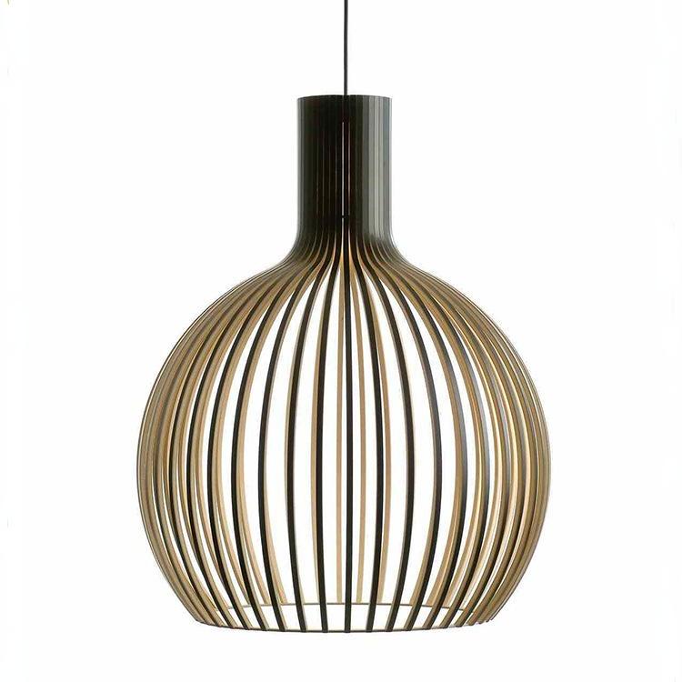 Modern Wood Pendant Light for Living Room Decoration Black Hanging Lamp Suspension Wooden Chandelier Lighting Fixtures