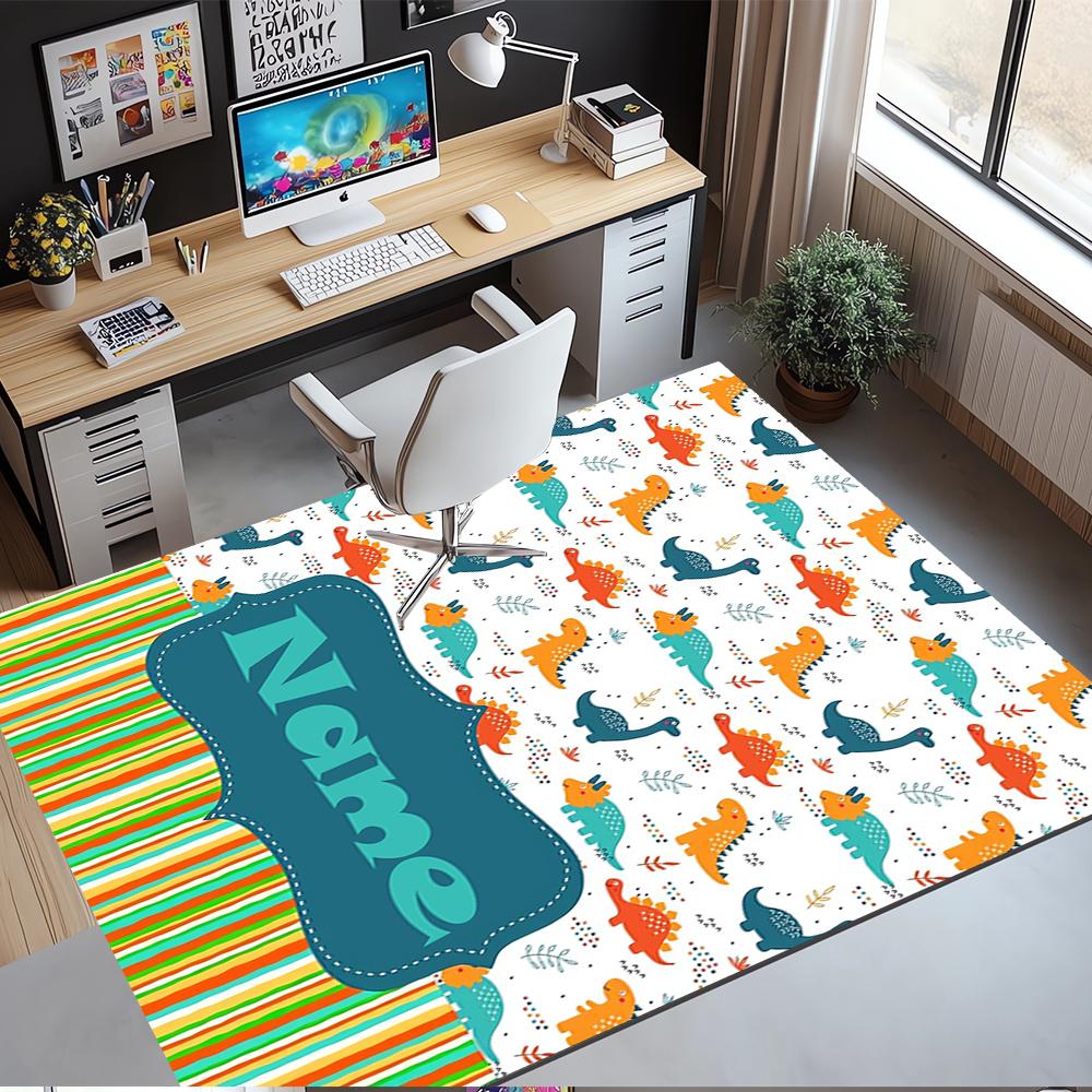 Custom Name Dinosaur Printed Carpet,Rug for Office Chair Living Room Bedroom Kitchen Room Decor Gifts.