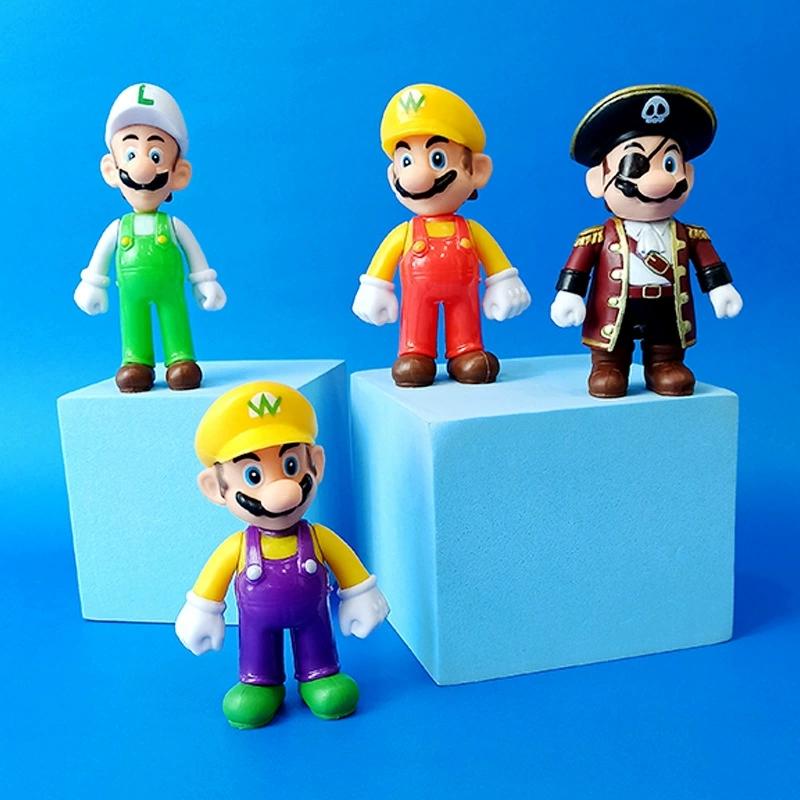 12 шт./комплект Фигурки персонажей Super Mario Bros из ПВХ Игрушки Куклы Набор моделей Луиджи Йоши Донки Конг Гриб Праздничные подарки