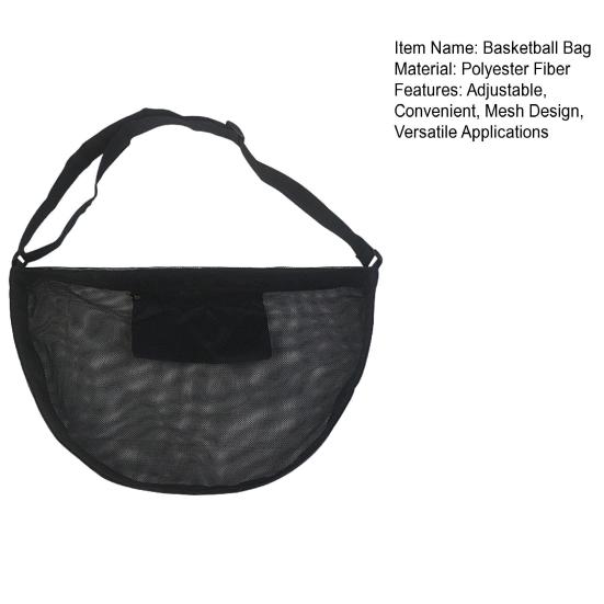 Basketball Storage Bag Mesh Single Ball Bag with Adjustable Shoulder Strap Football Carrier Crossbody Shoulder Bag for Volleyball Rugby Ball Storage