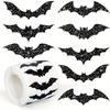 Halloween Sparkling Bats Stickers Roll - Laser-Cut Bats with Glitter Accents, Waterproof Self-Adhesive Decals for Party Decor
