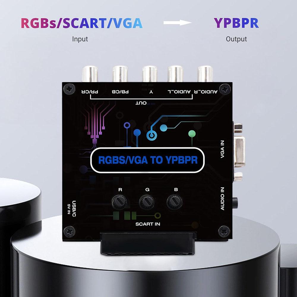 RGBS VGA SCART TO YPBPR Converter Adapter For PS1 Fat/PS2 Fat/Dreamcast/Wii/64