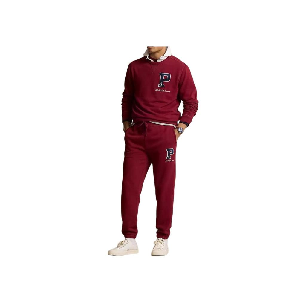 Polo Ralph Lauren Letter Print Pocket Drawstring Long Knit Sweatpants Men Sweatpants Burgundy 710955776-002