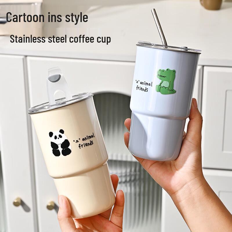Pabei 600ml 304 Stainless Steel Portable Coffee Tumbler with Straw