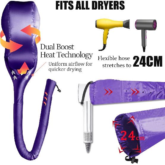 Фен-колпак, Насадка-колпак для фена, Колпак-диффузор для фена для кудрявых волос, Ускоряет время сушки, Безопасное глубокое кондиционирование, Укладка, Завивка при