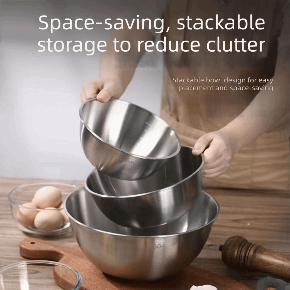 3Pcs Large Capacity Mixing Bowls Stackable Baking Food Storage Containers Cooking