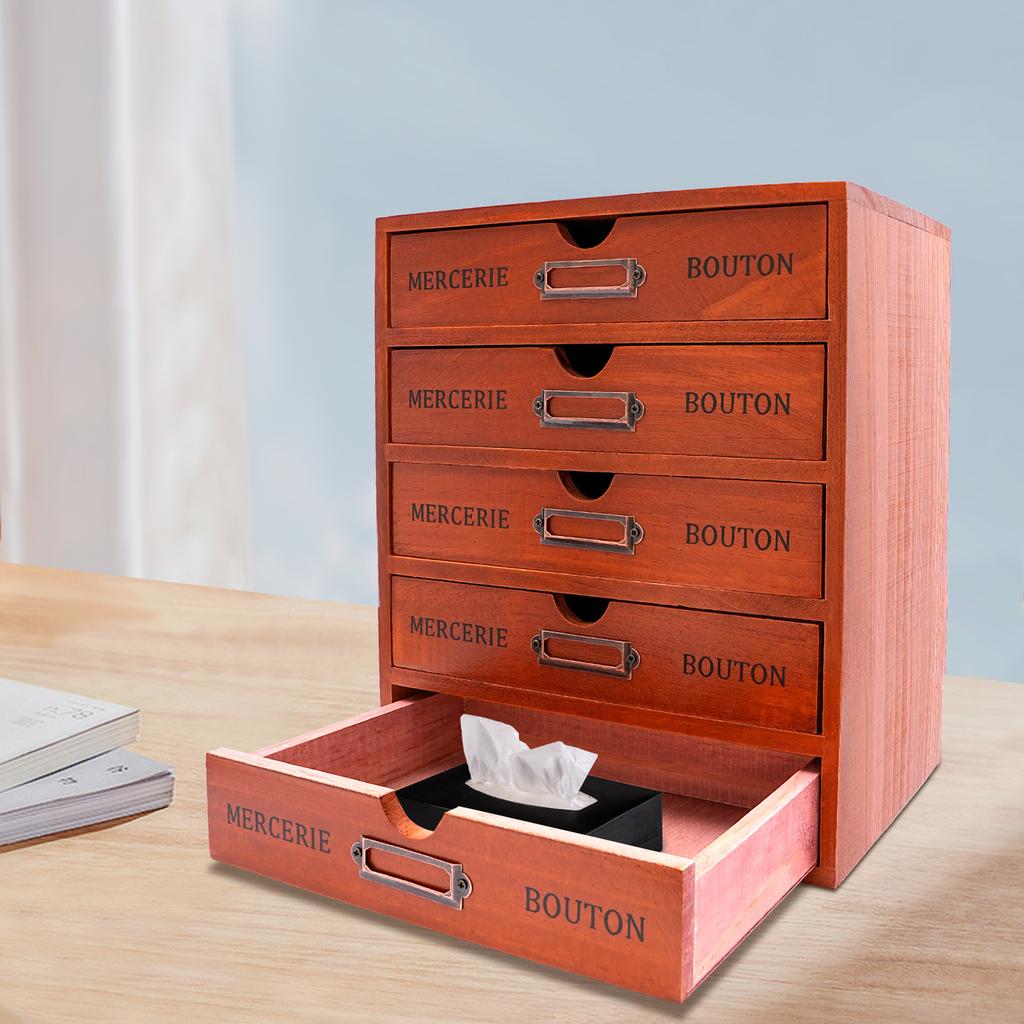Деревянный органайзер для стола с 5 ящиками, Ящики для хранения, Винтажный ящик-полка для организации документов, файлов, ручек, блокнотов