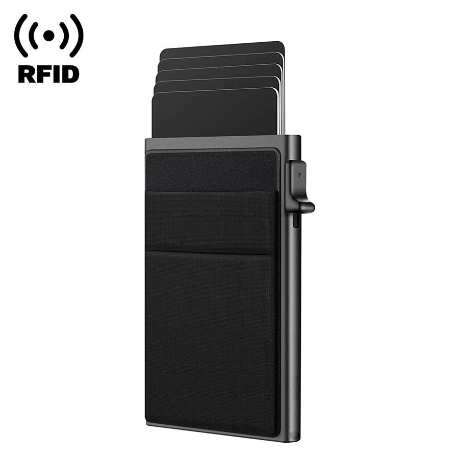 Магнитный алюминиевый держатель для карт с RFID-блокировкой и механизмом автоматического выдвижения