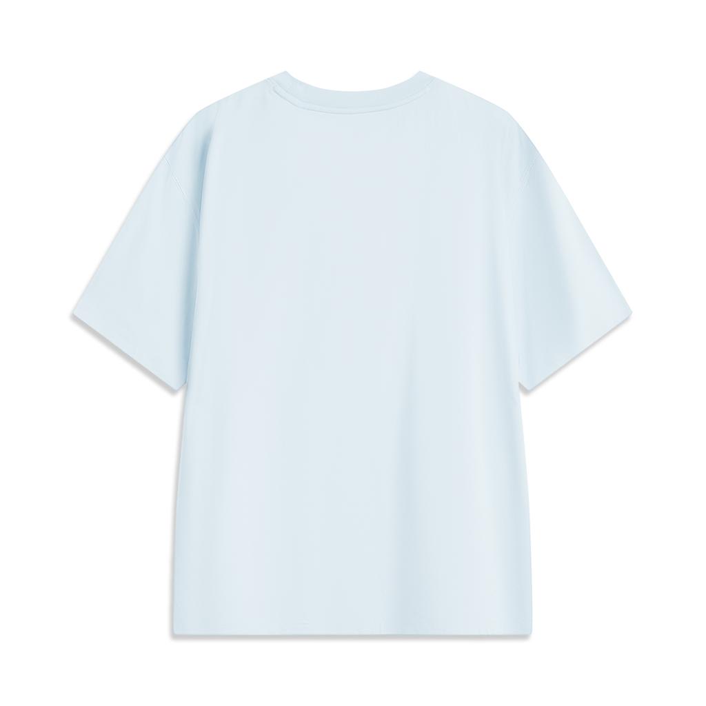 Li Ning Серия цветов Китая Повседневная Простая Однотонная Футболка с круглым вырезом и короткими рукавами Мужская футболка Народно-синий AHSV145-5