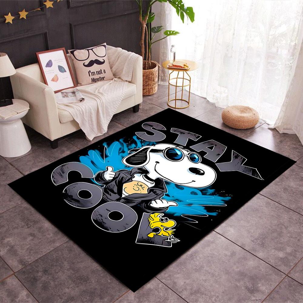 Snoopy And Woodstock Friendship Themed Anti-Slip Rugs - Polyester Home Decor, Suitable for Bedrooms, Living Rooms, Doorways, Studios, and Decorations