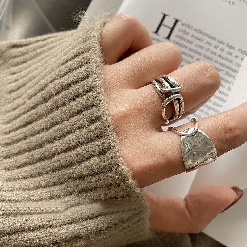 Fashion Width Surface Knot Winding Thai Silver Color Ring Open Finger Ring For Women Jewelry Gifts ARI
