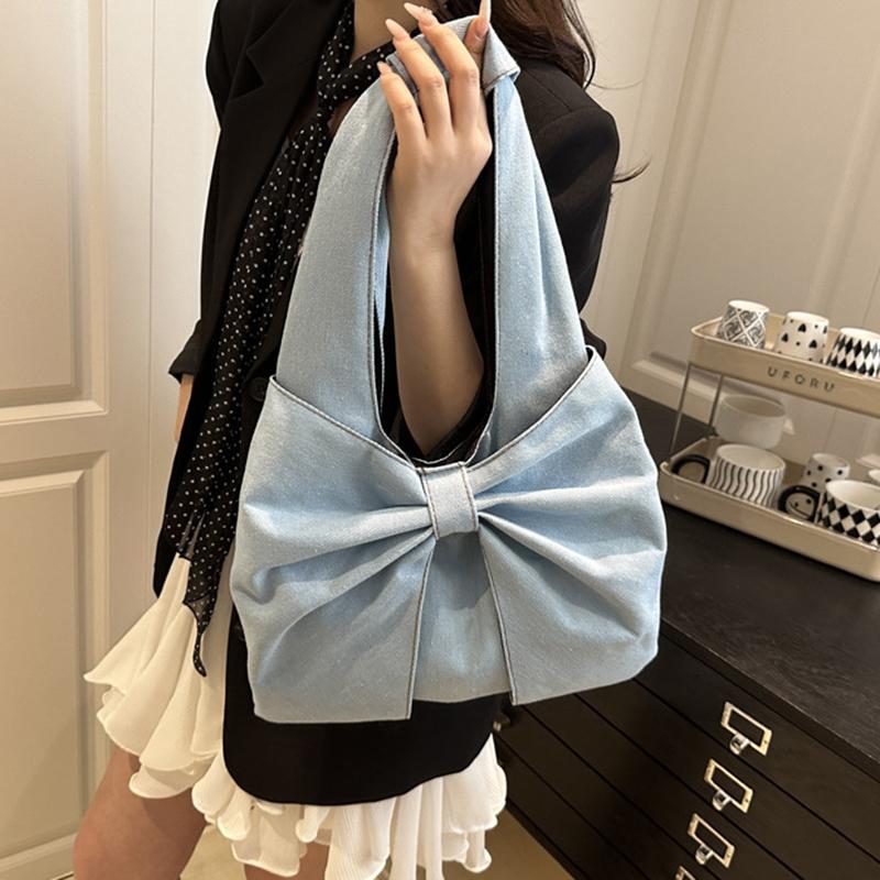 Модная и Минималистичная Джинсовая Сумка на Одно Плечо с Изысканным Бантом, Нишевая Сумка-Тоут для Поездок на Работу KTY