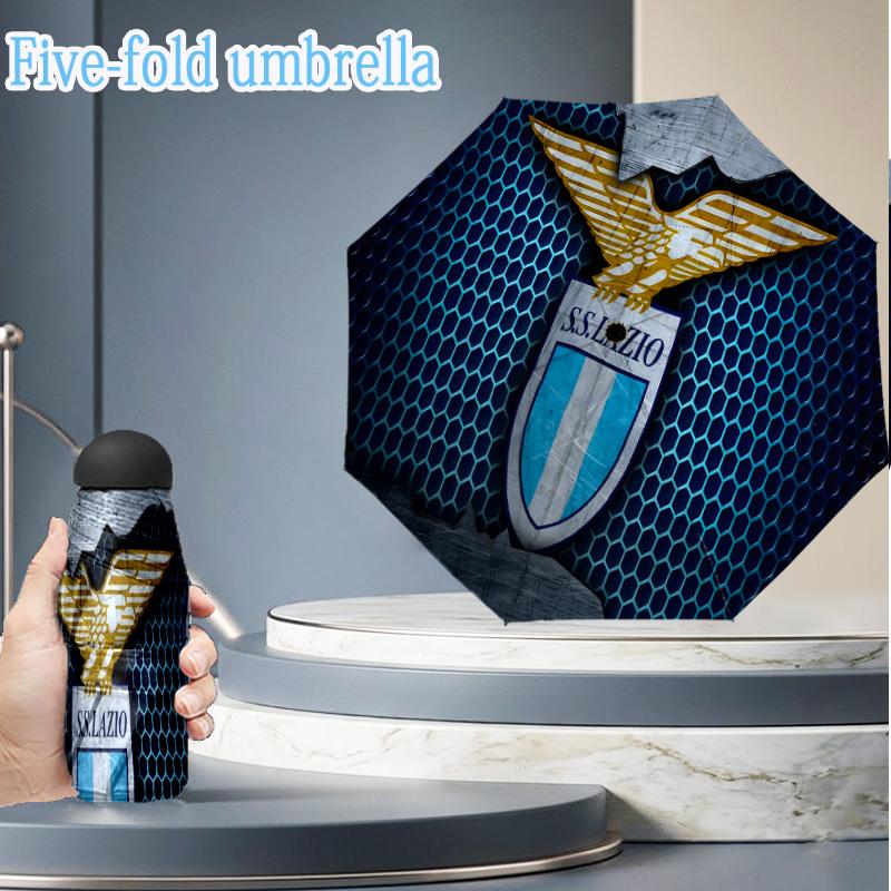 Lazio Football Club Emblem Mini Five-Fold Lightweight Umbrella, Eight-Bone Frame, for Home Travel and Outdoor Use in Any Season Fan Gifts