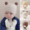 Мягкие детские зимние шапки 3-24 месяца, шапка-боннет с шерстяным помпоном, модные детские шапки-бини, для младенцев