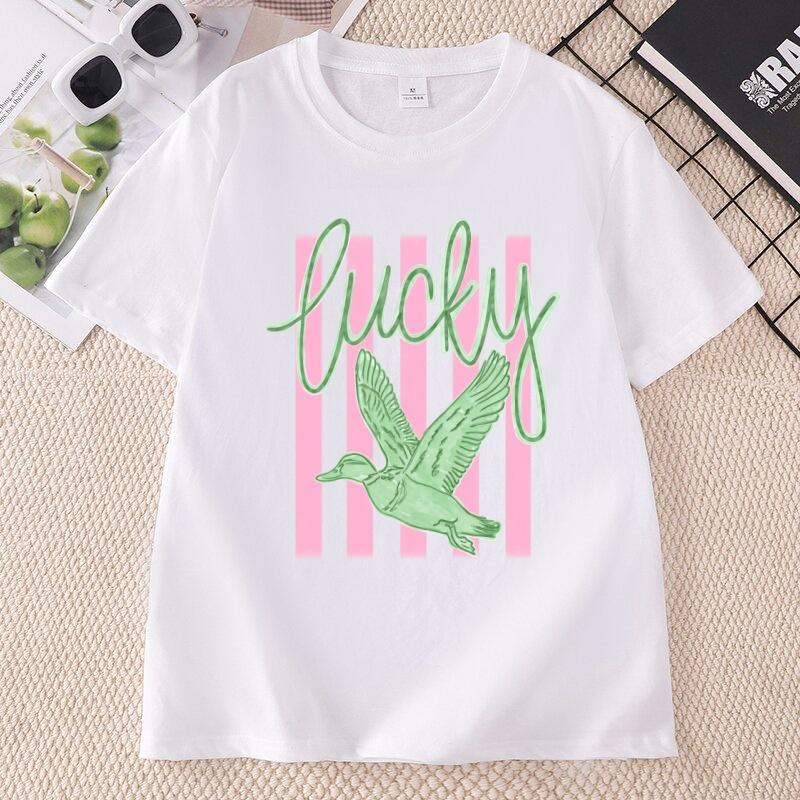 Lucky Duck TShirt Unisex Coastal Graphic Tee Unisex Ladies Trendy TShirts Beach Short Sleeve Vacation T Shirt Casual Round Neck