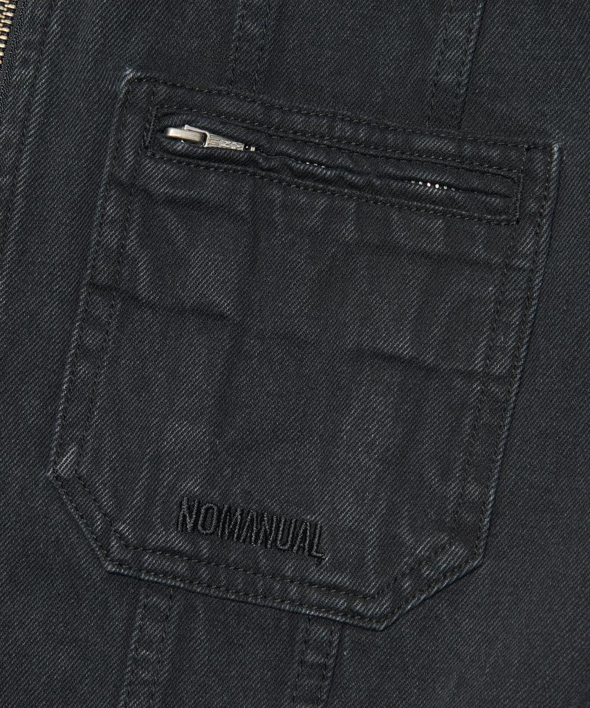 NOMANUAL Denim Trucker Zip Jacket - Washed Black