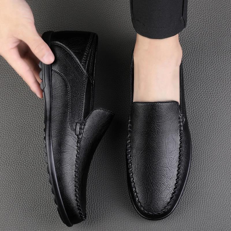 Fashion Men Shoes Genuine Leather Mens Loafers Spring Autumn Business Slip-On Wedding Formal Dress Male Shoes Men Driving Moccasins