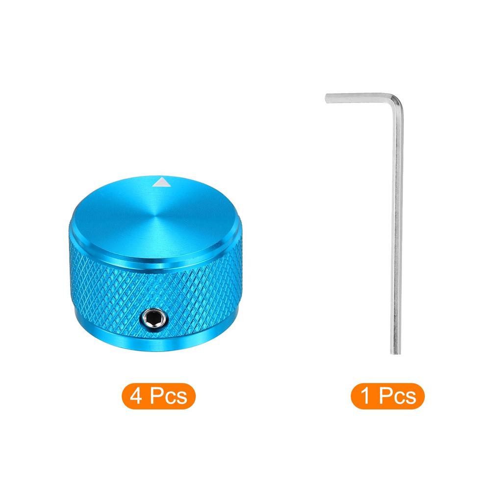 Uxcell Aluminum Potentiometer Universal Volume Tone Control Knob for Guitar and Diamond Blue 4-Piece Knob, 1/4" (6mm) Bass, 5/8"
