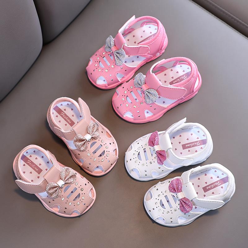 Летняя прогулочная обувь для девочек 1-2-3 лет, нескользящие дышащие детские сандалии