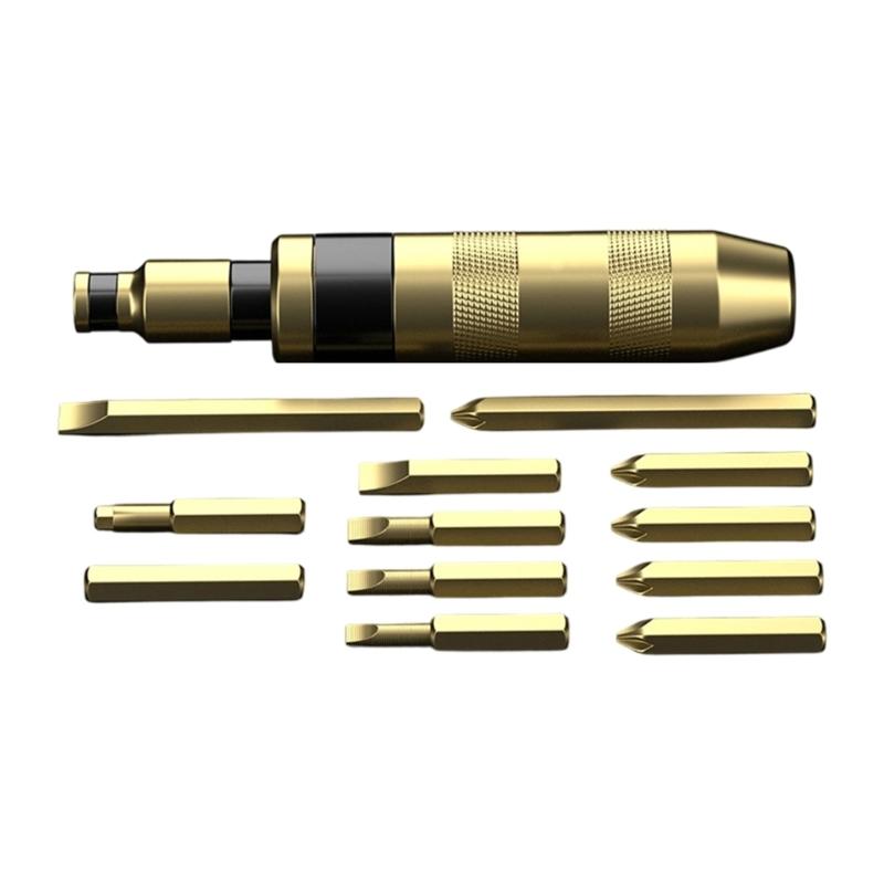 Professional Nonslip Grip Impact Screwdriver Set With 13 Interchangeable Bit For Stubborn Fastener Removal
