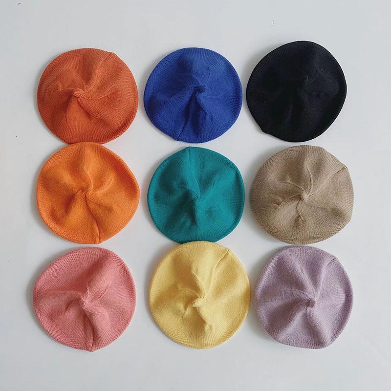 Fashion Cute Baby Knitted Beret Hat Solid Color Children's Warm Hats Autumn Winter Cap For Kids Outdoor Bonnet Accessories Gift