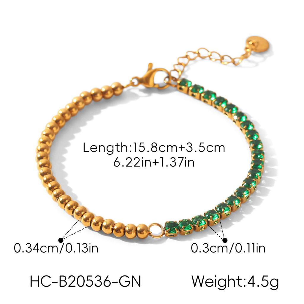 Euro-American style stainless steel zircon bracelet, light luxury high-end hand jewelry, 18k gold non-fading accessories