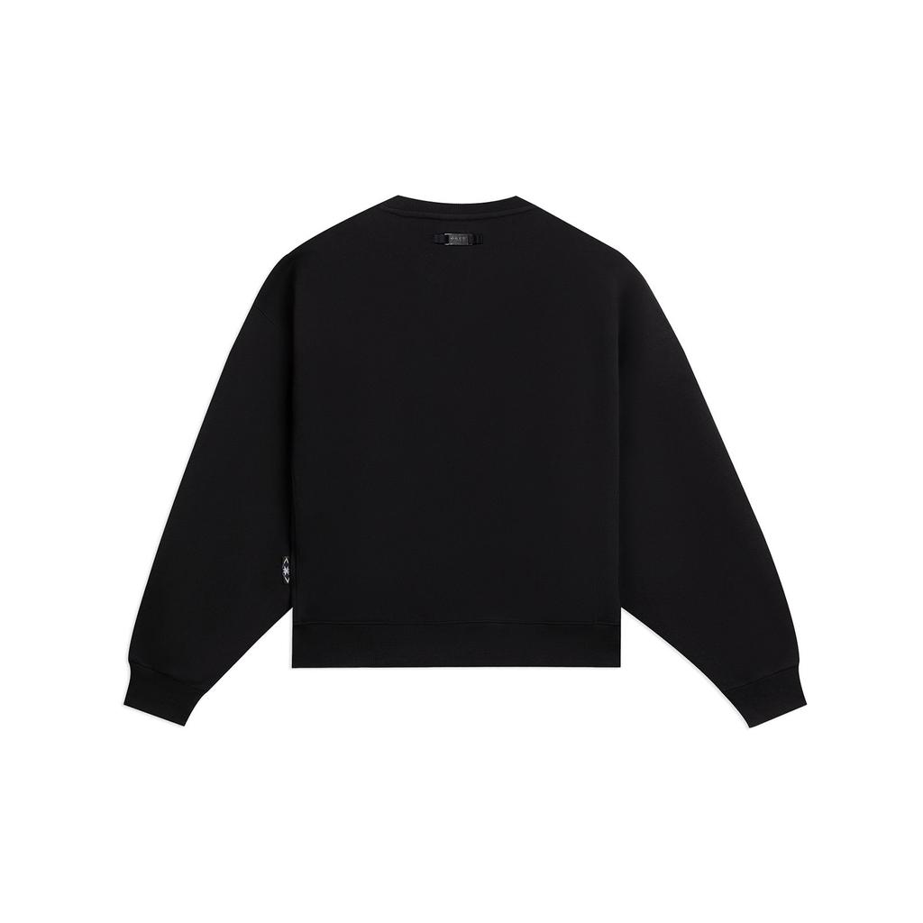 Li-Ning Толстовка с круглым вырезом Essential, однотонный пуловер с текстом, женские топы, черный AWDSC94-5