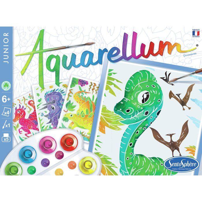 Peinture aquerelle - SENTOSPHERE - Aquarellum Junior - Dinosaures - 5 couleurs - Sertissage sur papier Vélin - Des 7 ans