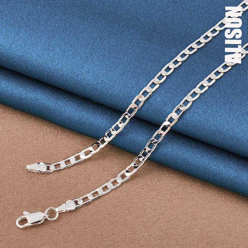 925 стерлингового серебра 16/18/20/22/24/26/28/30 дюймов 4 мм боковое ожерелье модные свадебные украшения