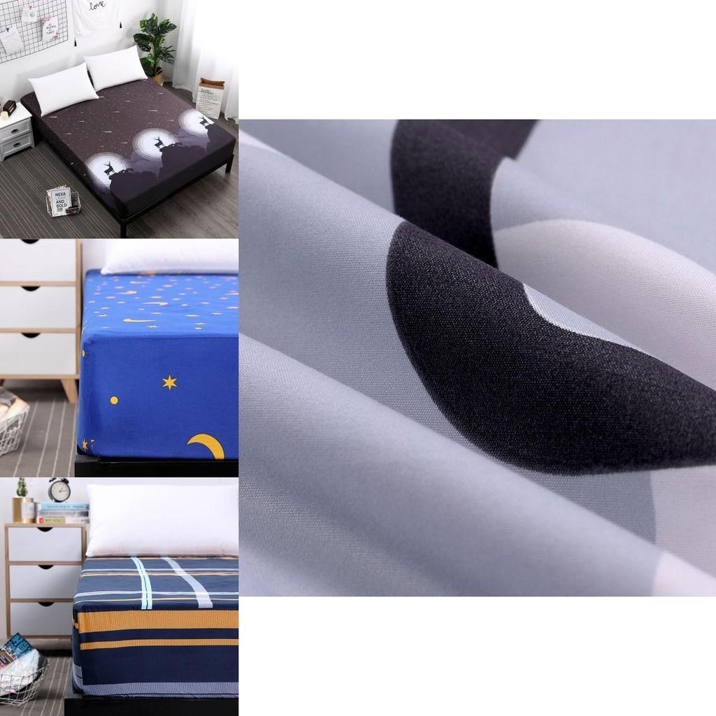 Elegant Floral Stripes Printed Mattress Protective Cover With Dustproof Fitted Sheet