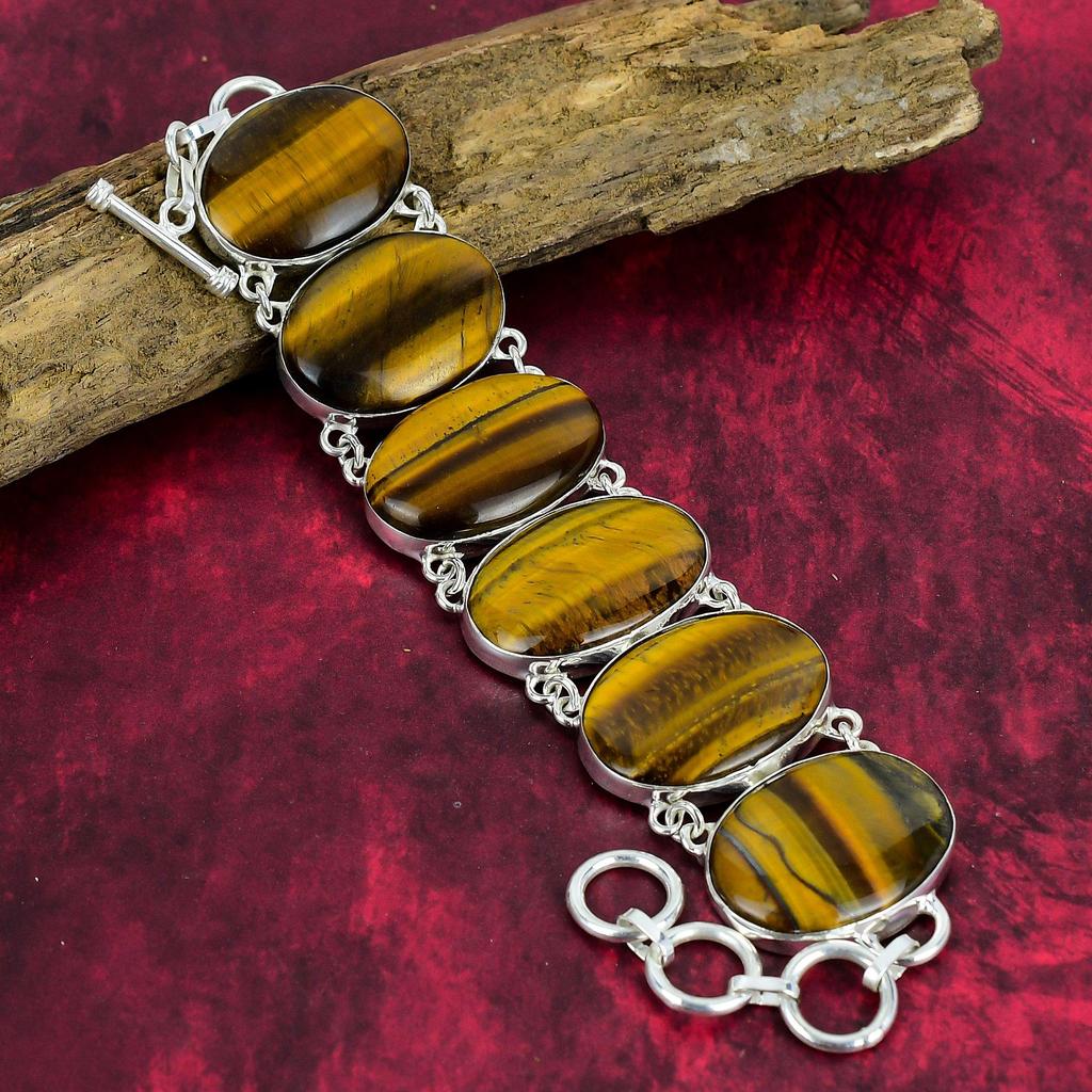 Tiger's Eye 925 Solid Sterling Silver Gemstone Jewelry, Handmade Necklace & Bracelet Jewelry Set For Women, Gorgeous Antique Jewelry Set For Her