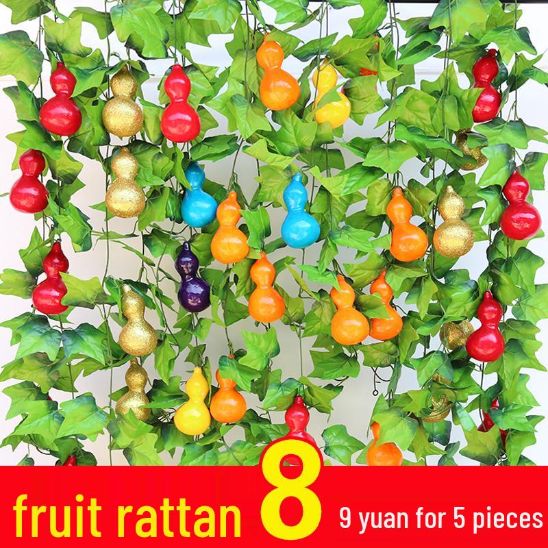 Artificial Fruit & Vine Ceiling Decoration - Grape Leaf & Gourd Water Pipe Cover