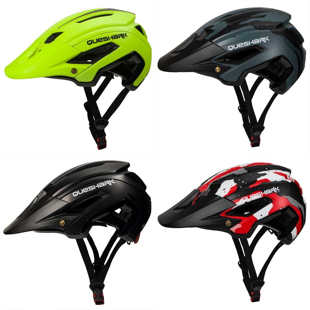Queshark Cycling Helmet with Removable Thicken Brim MTB Road Bike Helmet Bicycle Motorcycle Riding Racing Safety Cap with Visor
