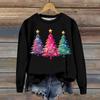 Женская модная рождественская свободная толстовка с длинным рукавом и круглым вырезом с мелким принтом