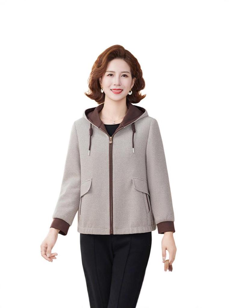 Trendy Autumn Hooded Jacket for Middle-Aged and Elderly Women