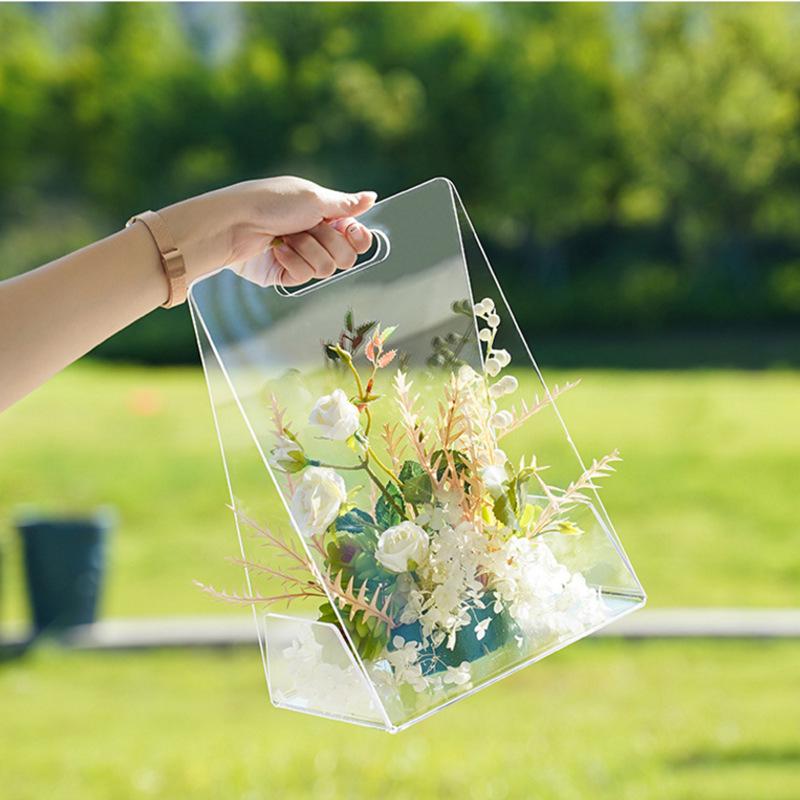 Custom Portable Transparent Acrylic Flower Gift Box