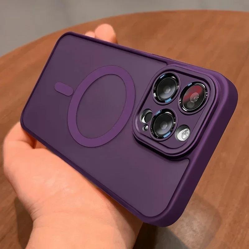 Оригинальный чехол для iPhone 17 Air 16 15 14 13 12 11 Pro Max Plus для MagSafe магнитная беспроводная зарядка защита объектива матовое покрытие