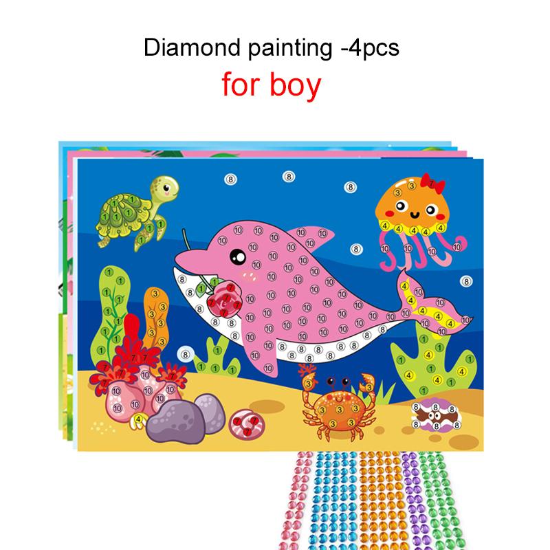 Children Handmade DIY Toys Button/Pompom/Diamond Stickers Drawing Toy Puzzle Early Education Color Cognition Birthday Gift TMZ