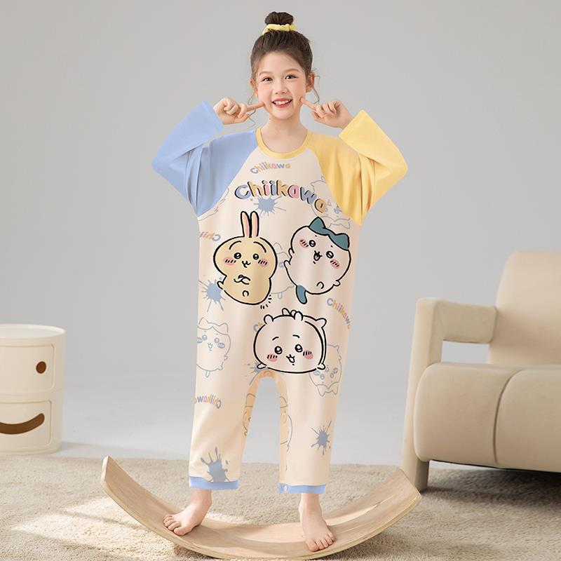 Cotton Girls Pajama Set Long Sleeve Sleepwear Kids Teens Fall Lightweight Comfortable Nightdress