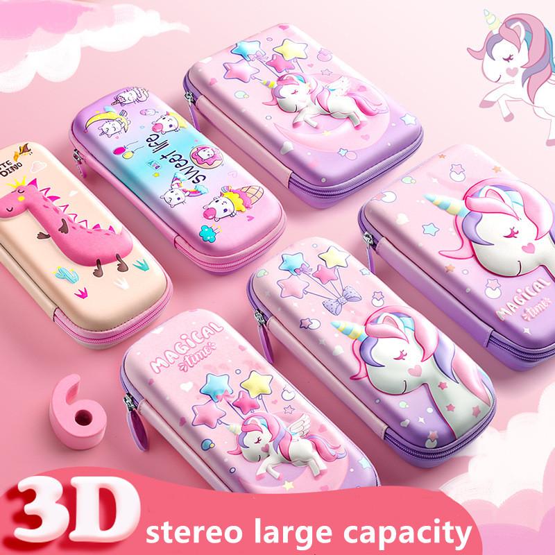 3D EVA Unicorn Cute Pencil Case Cartoon Stationery Box Girls Color Pencil Box Student Pen Case School Supplies Gifts Ipad Case