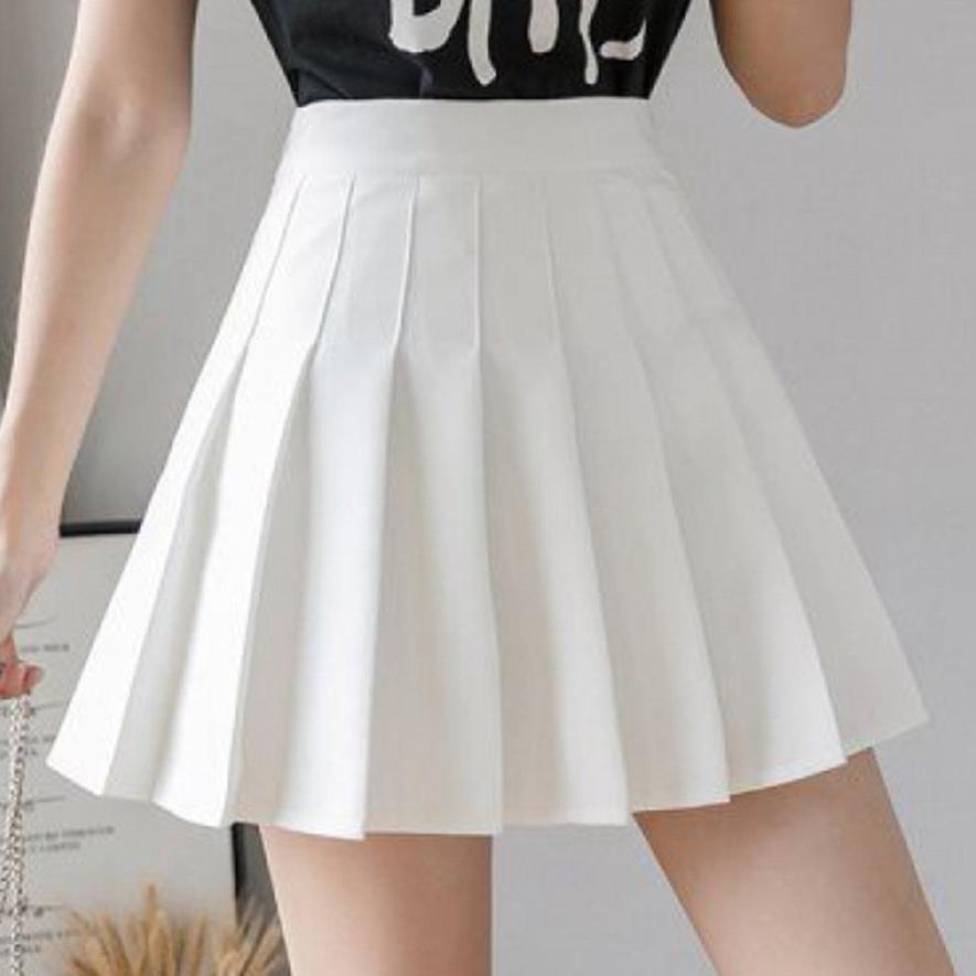 Women's Solid Color All-match Pleated Skirt A-line Short Skirt Anti-glare High Waist Skirt College Style Short Skirt