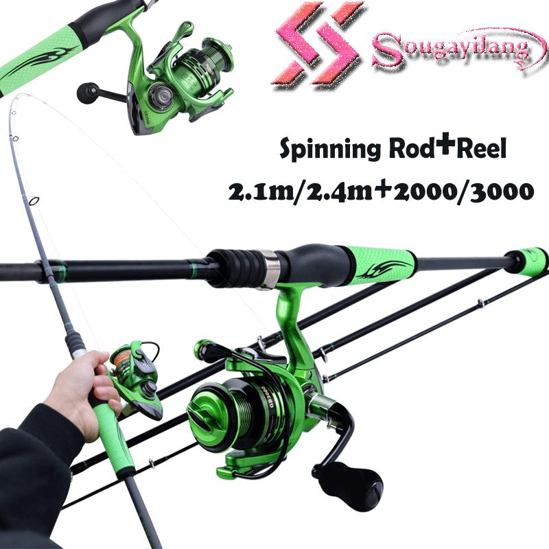SOUGAYILANG Fishing Rod and Reel Carbon Fiber Fishing Pole Spinning Fishing Reel for Bass Fishing