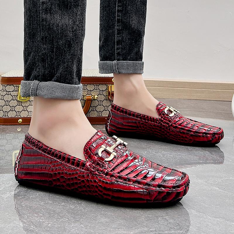 Hot Sale Loafers Fashion All-match Gentleman Shoes Crocodile Pattern Mens Slip On Walking Shoes Male Comfortable Casual Shoe