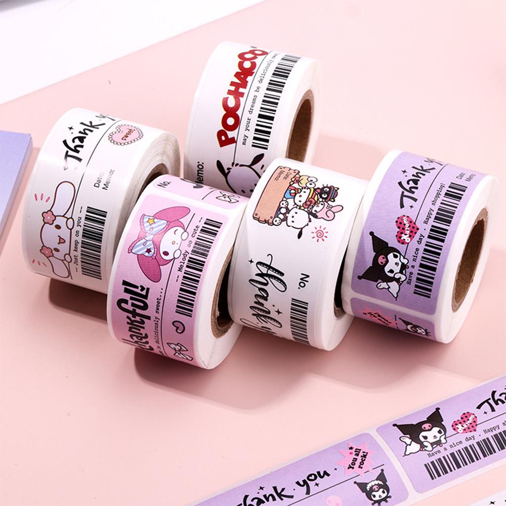 120 шт. Милые наклейки Sanrio Kuromi My Melody на рулоне Кавайный мультяшный Запечатывающие этикетки Спасибо Наклейка Аниме Виниловые Декоративные наклейки
