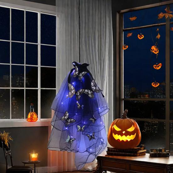 Светодиодный череп готический фата светящаяся повязка на голову вуаль заколка для волос с бабочками женщины призрак